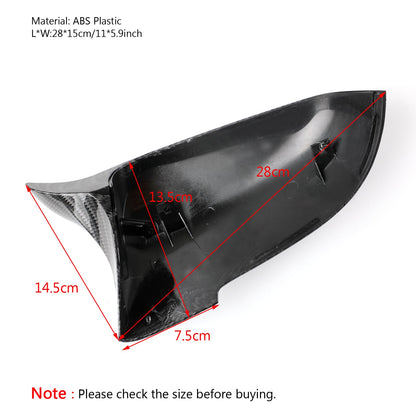 Pair Carbon Fiber Side Rear View Mirror Cover Caps For BMW F10 F18 2014-2016