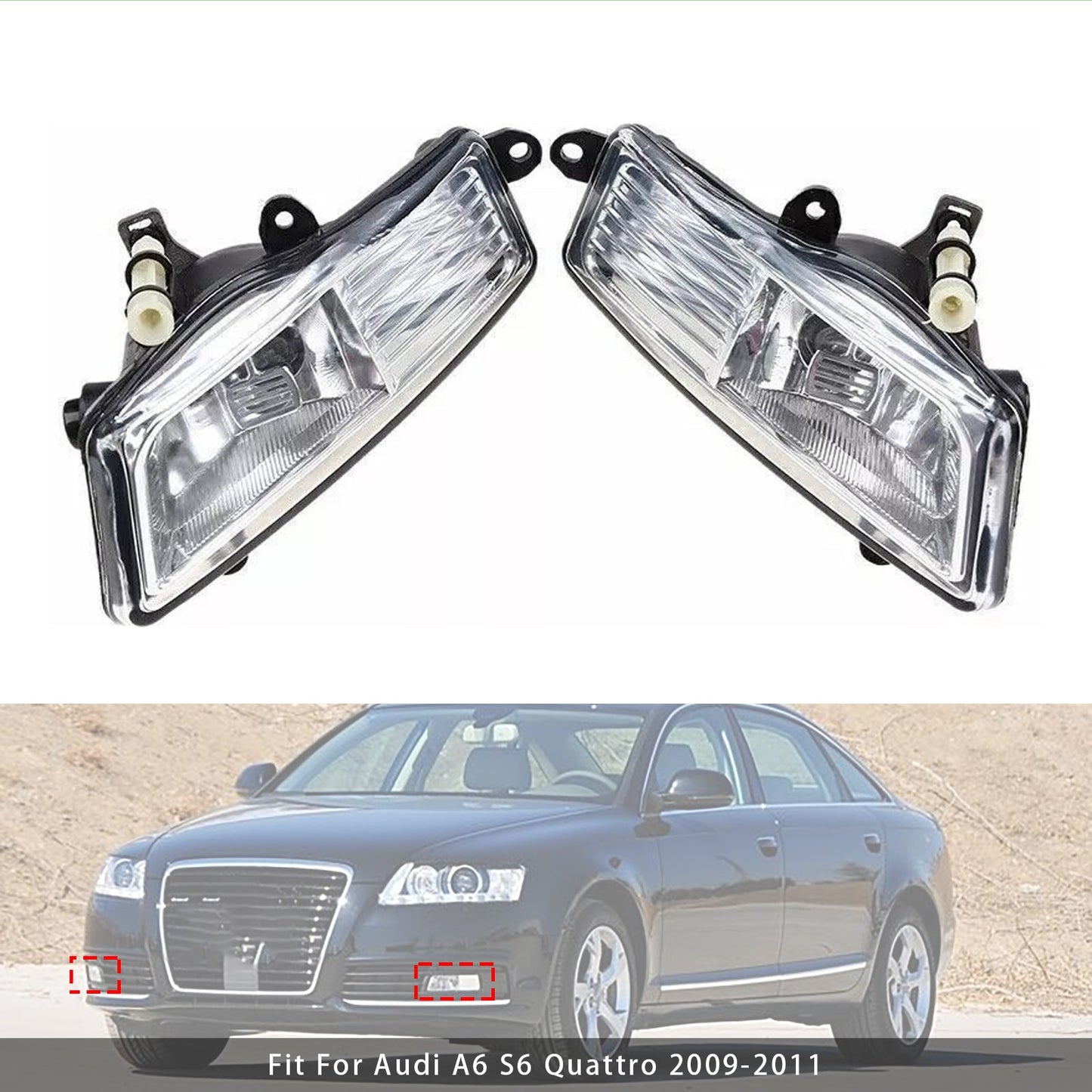 2009-2011 Audi A6 S6 Quattro Pair Front Bumper Driving Fog Light Lamps 4F0941699A 4F0941700A