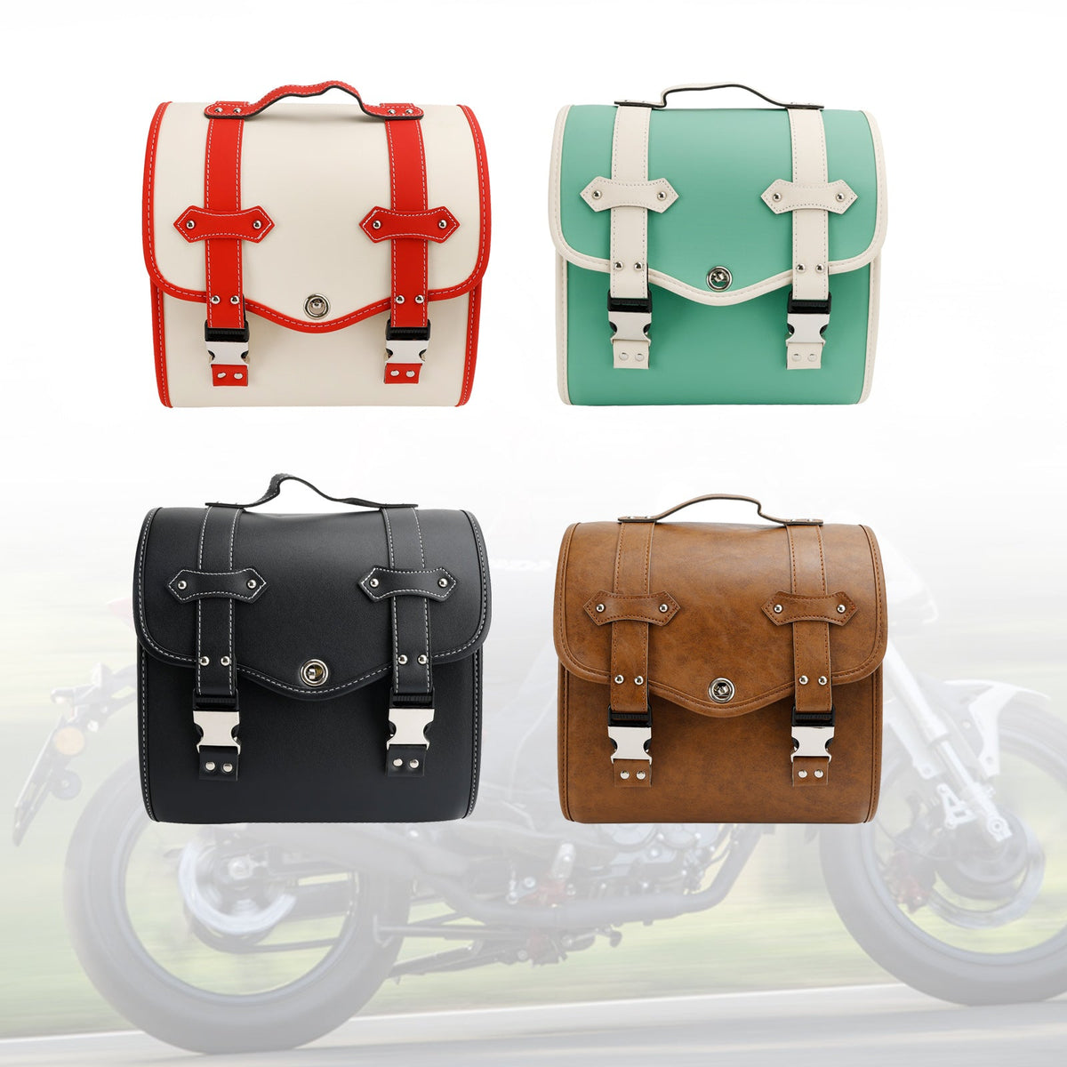 Saddlebag Side Storage Tool Bag Universal Quick Release Pu Motorcycle Brown