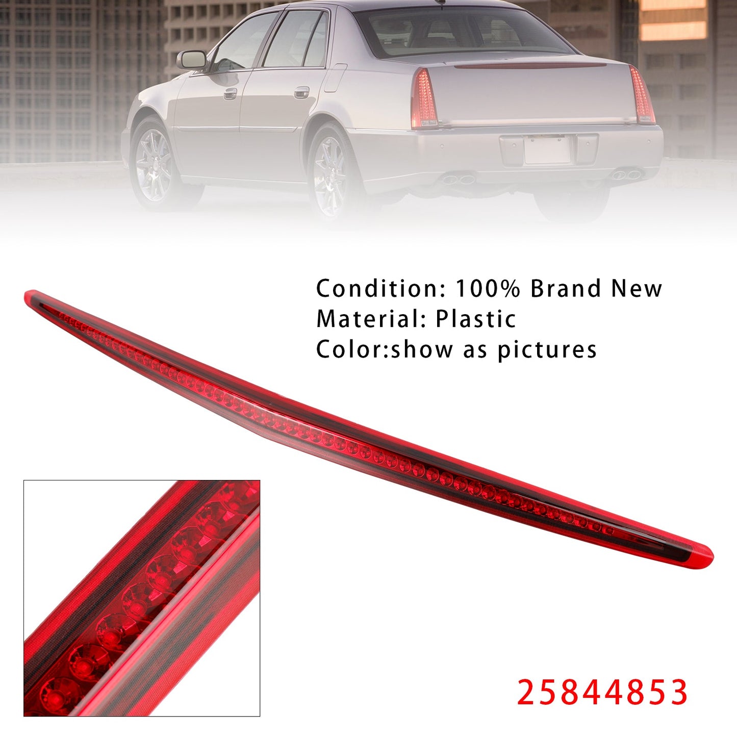 2006-2011 Cadillac DTS Full LED Third 3RD Tail Brake Light Rear Stop Lamp 25844853