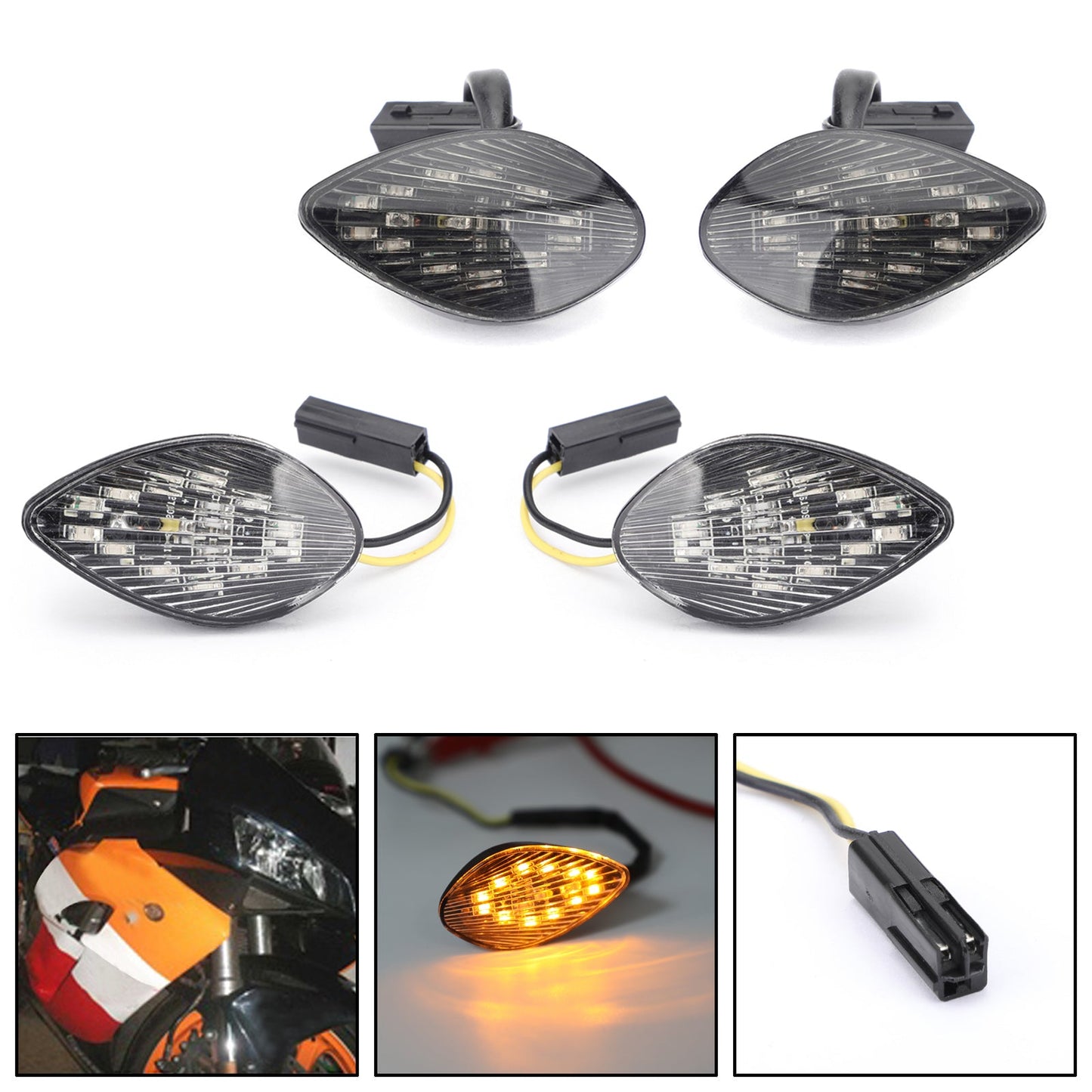 Clear Turn Signals For Honda CBR 1000 RR Flush Mount 2004-2005 Champoo