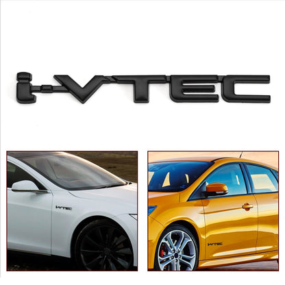 3D Metal i-VTEC Car Trunk Rear Turbo Fender Emblem Badge Decals Stickers Black