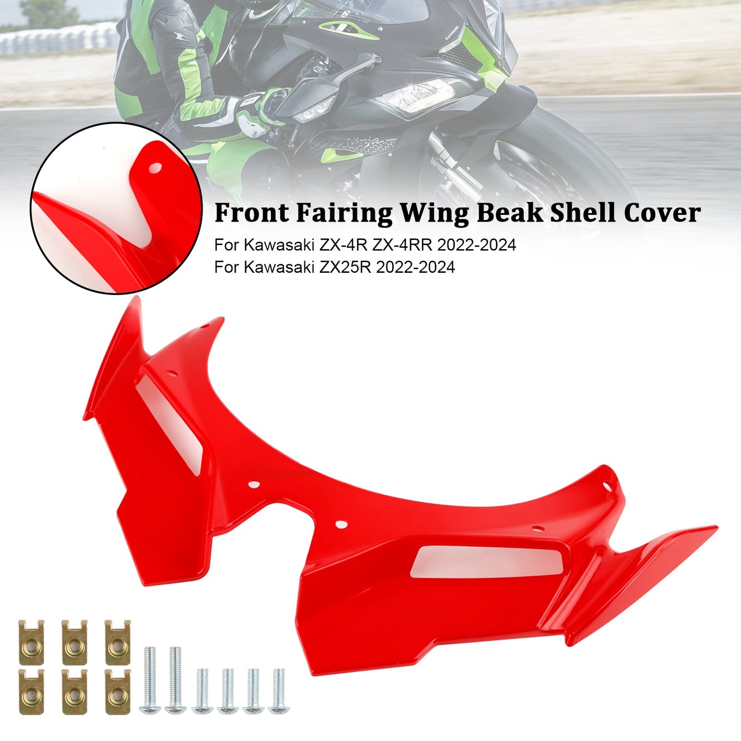 Front Fairing Wing Beak Shell Cover For Kawasaki ZX4R ZX4RR ZX25R 22-24
