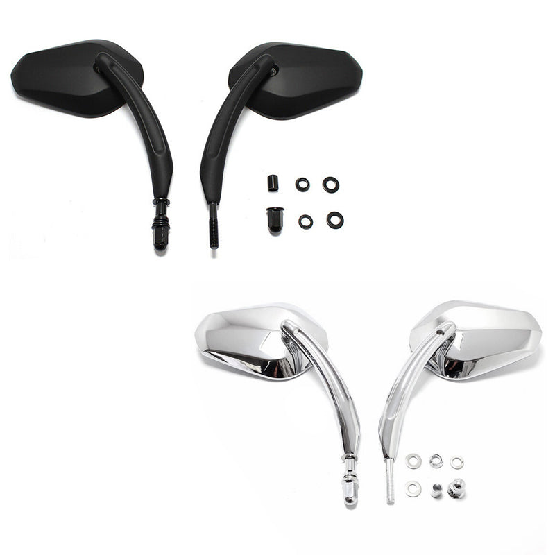 Black Diamond Rear View Mirrors Motorcycle For Cruiser Touring Chopper Sportster