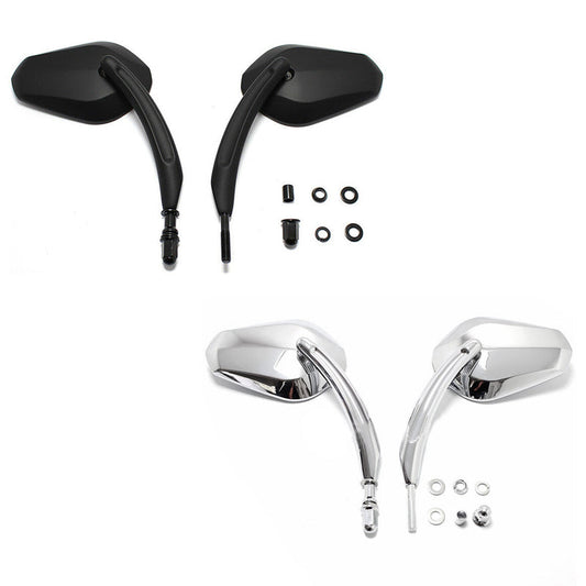Black Diamond Rear View Mirrors Motorcycle For Cruiser Touring Chopper Sportster