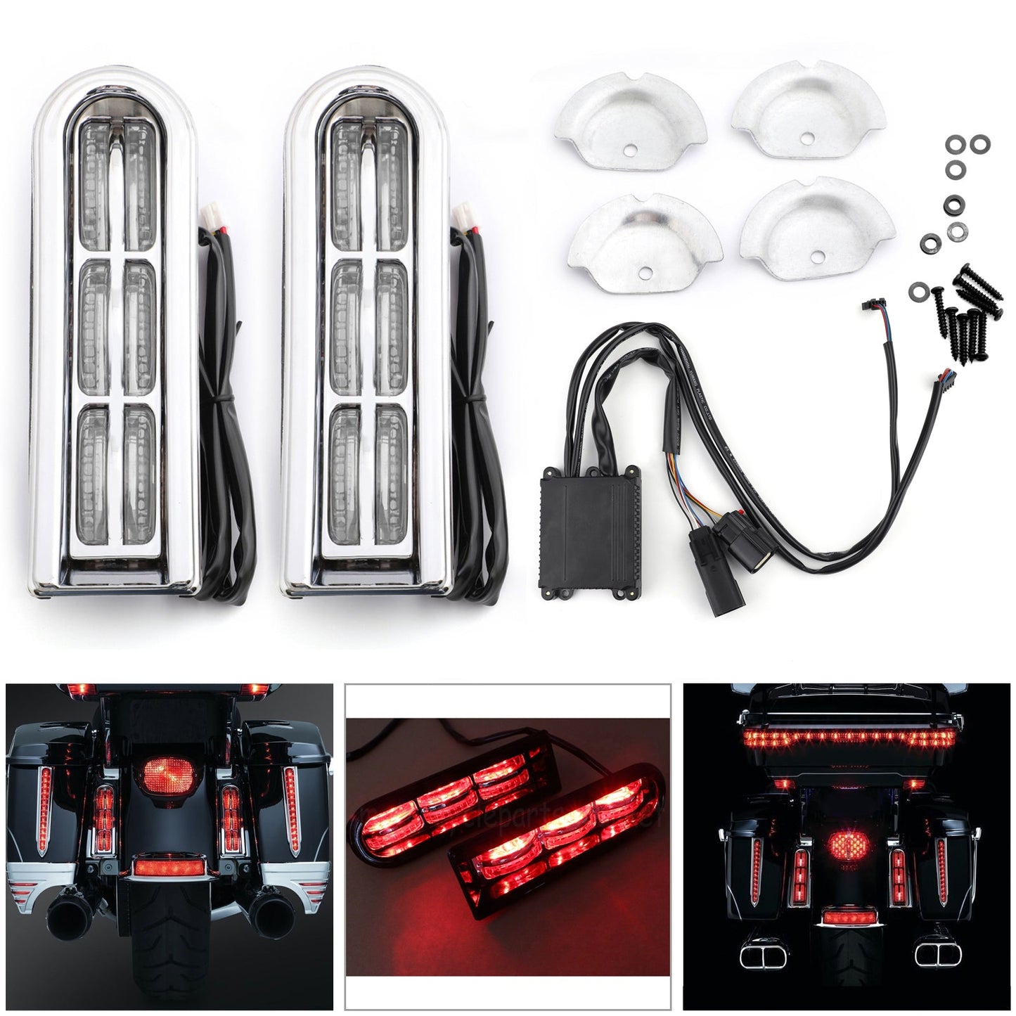 LED Inserts Saddlebag Filler Support Lights For Harley Touring Electra Glide Champoo
