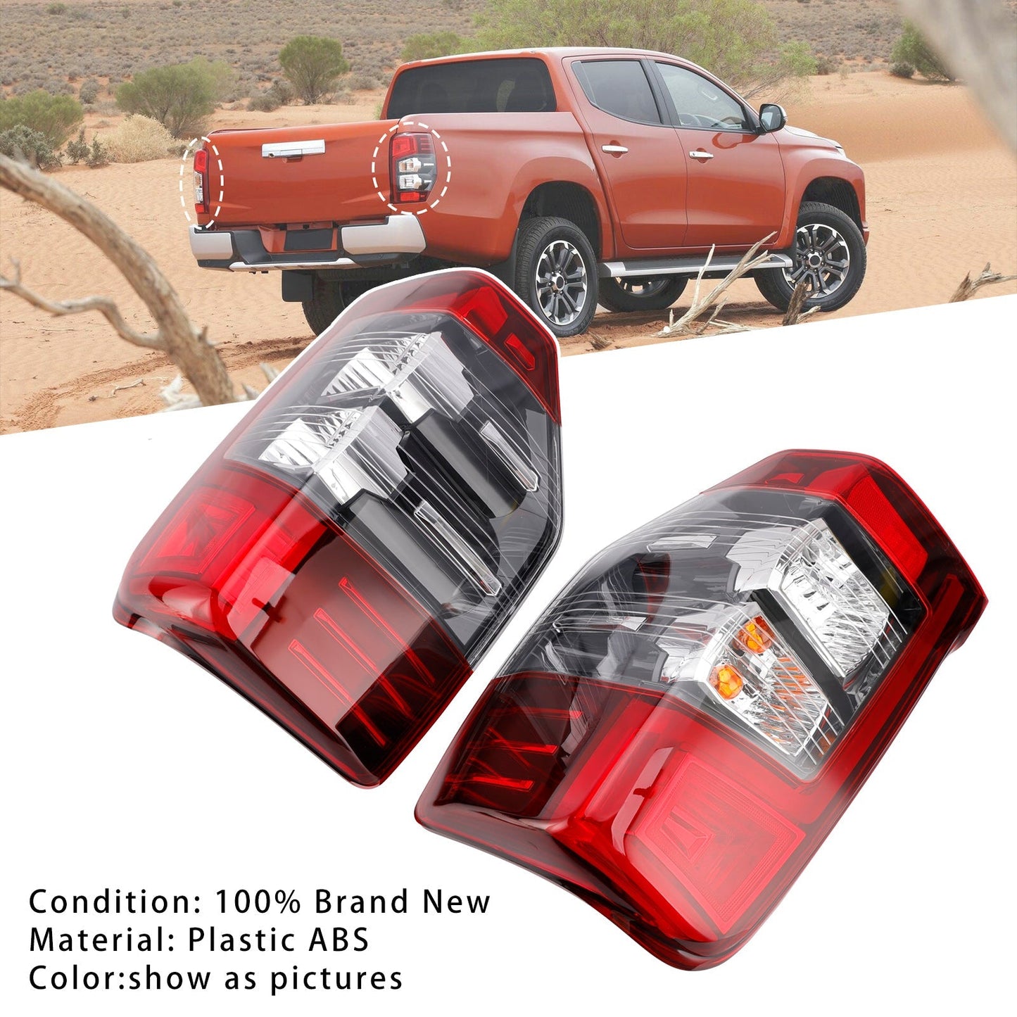 2019-2023 Mitsubishi Triton L200 Pair LED Rear Stop Brake Tail Light Lamp