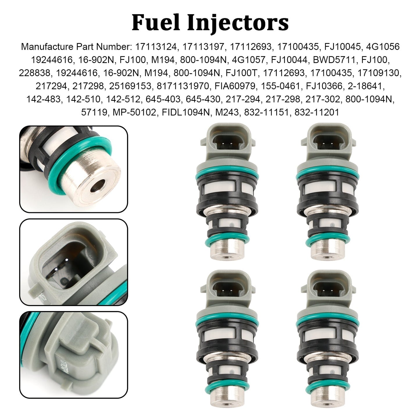 1993-1996 Oldsmobile Cutlass Ciera 4PCS Fuel Injectors 17113124 17113197