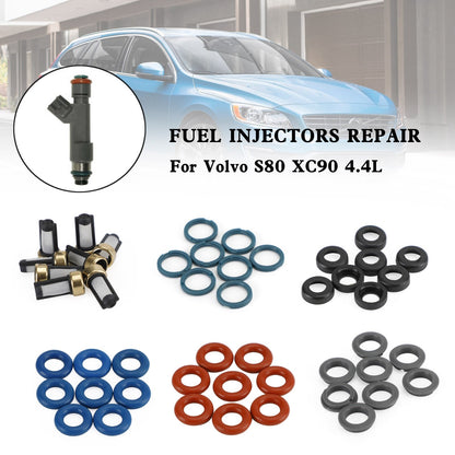 Volvo S80 XC90 4.4L 8PCS Fuel Injectors Repair Seal Kit Filter Cap FJ1073 85212247 1550589