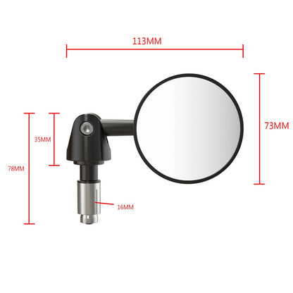 Pair 73mm Motorcycle Steetfighter Convex Bar End Mirrors for 7/8" Bar - BLACK