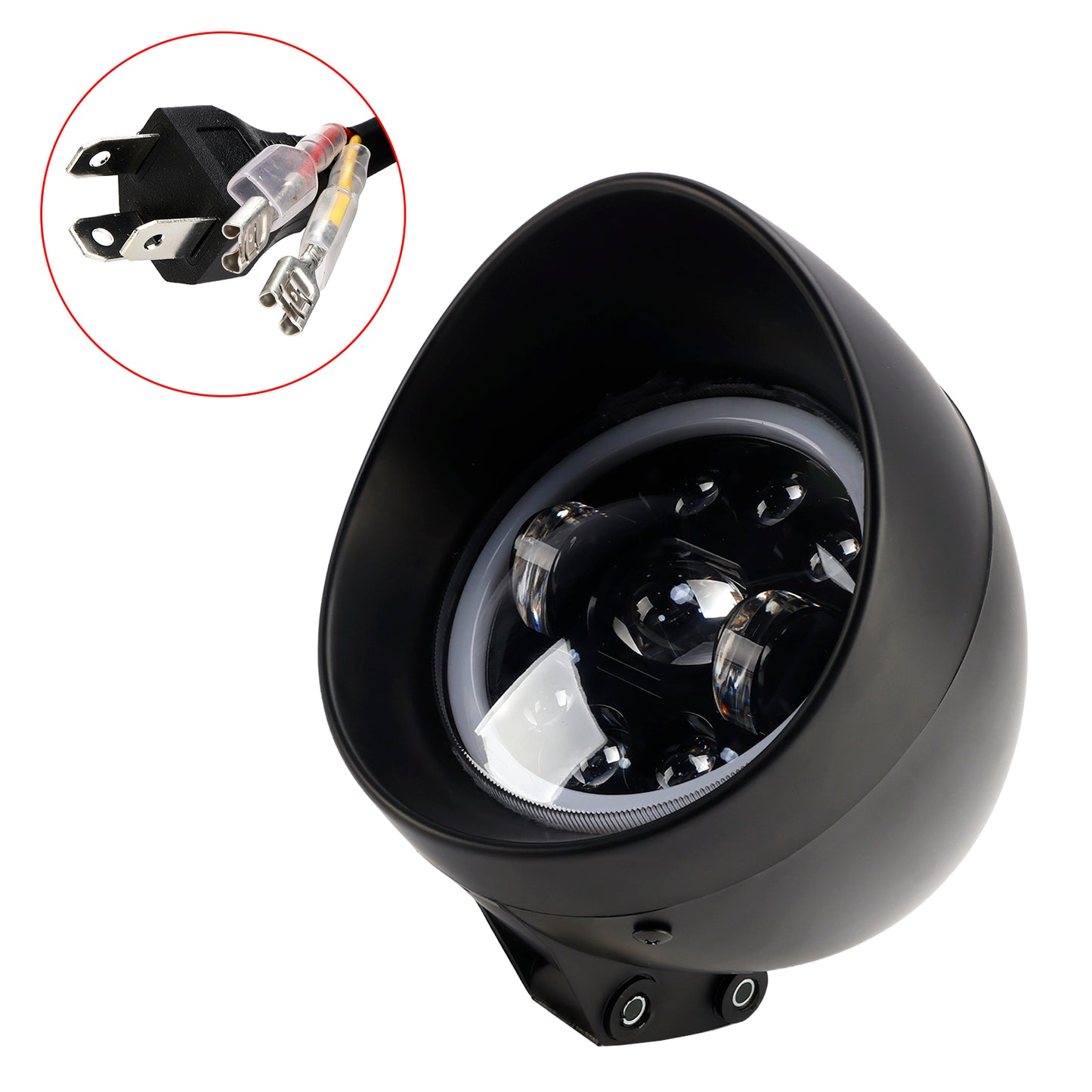 9-Bulbs Beam Headlight Fog Lamp Custom Fits Black For Racer Bobber Chopper