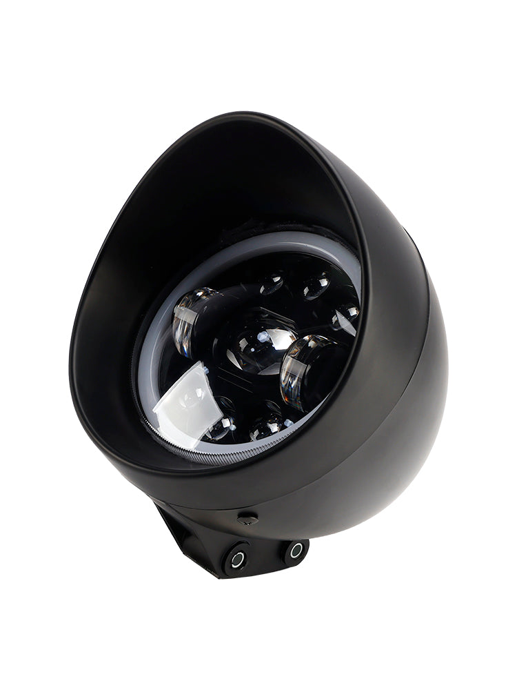 9-Bulbs Beam Headlight Fog Lamp Custom Fits Black For Racer Bobber Chopper