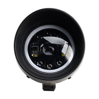 9-Bulbs Beam Headlight Fog Lamp Custom Fits Black For Racer Bobber Chopper