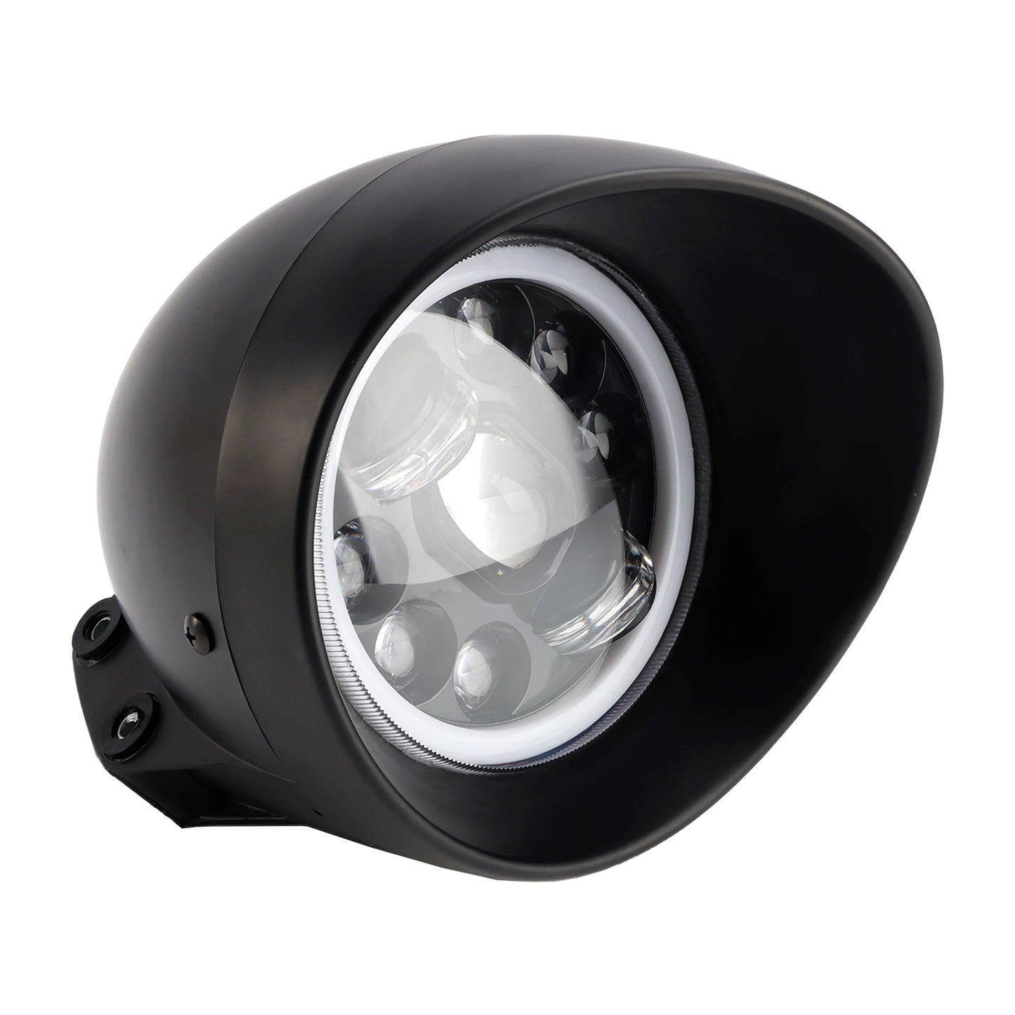 9-Bulbs Beam Headlight Fog Lamp Custom Fits Black For Racer Bobber Chopper