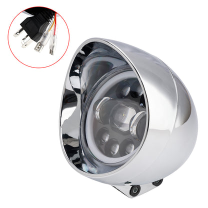 Motorcycle Beam Headlight Fog Lamp Custom Fits Chrome For Racer Bobber Chopper