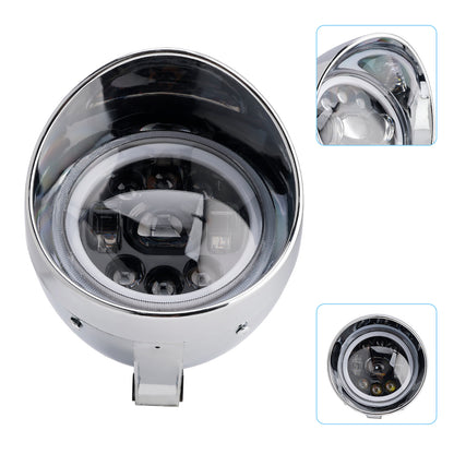 Motorcycle Beam Headlight Fog Lamp Custom Fits Chrome For Racer Bobber Chopper