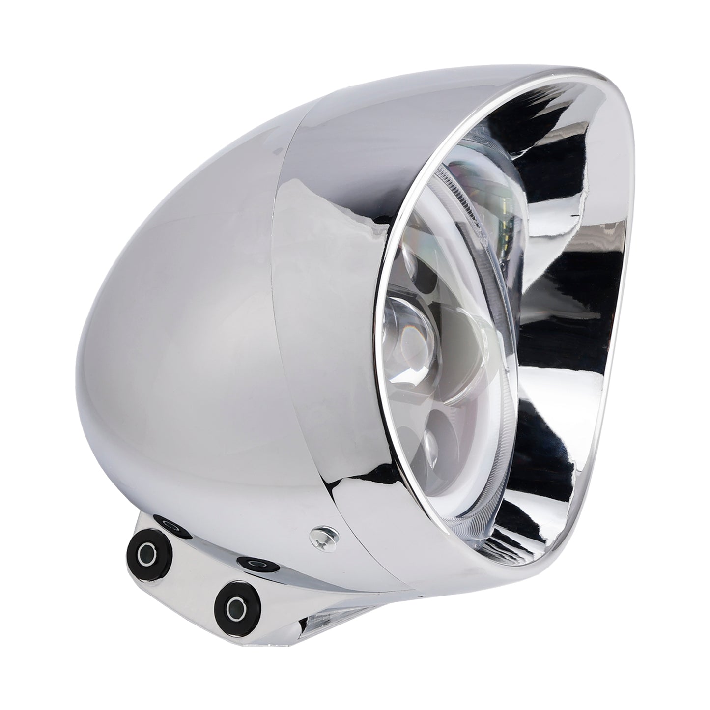 Motorcycle Beam Headlight Fog Lamp Custom Fits Chrome For Racer Bobber Chopper