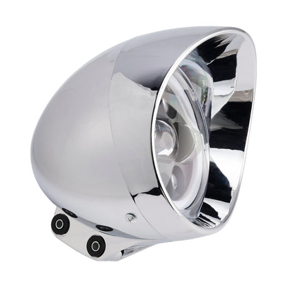 Motorcycle Beam Headlight Fog Lamp Custom Fits Chrome For Racer Bobber Chopper