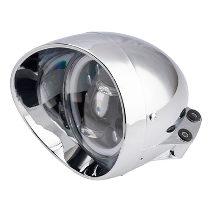 Motorcycle Beam Headlight Fog Lamp Custom Fits Chrome For Racer Bobber Chopper
