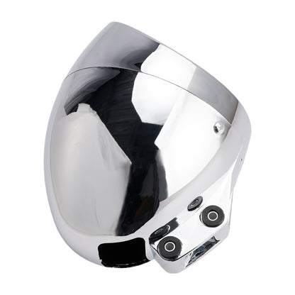 Motorcycle Beam Headlight Fog Lamp Custom Fits Chrome For Racer Bobber Chopper