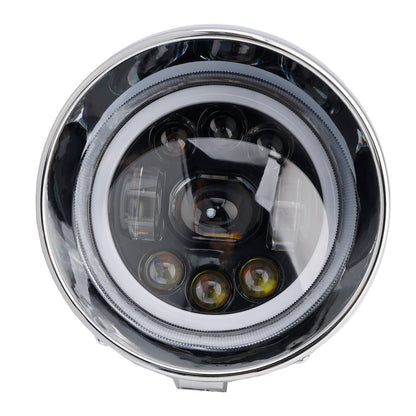 Motorcycle Beam Headlight Fog Lamp Custom Fits Chrome For Racer Bobber Chopper