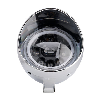 Motorcycle Beam Headlight Fog Lamp Custom Fits Chrome For Racer Bobber Chopper