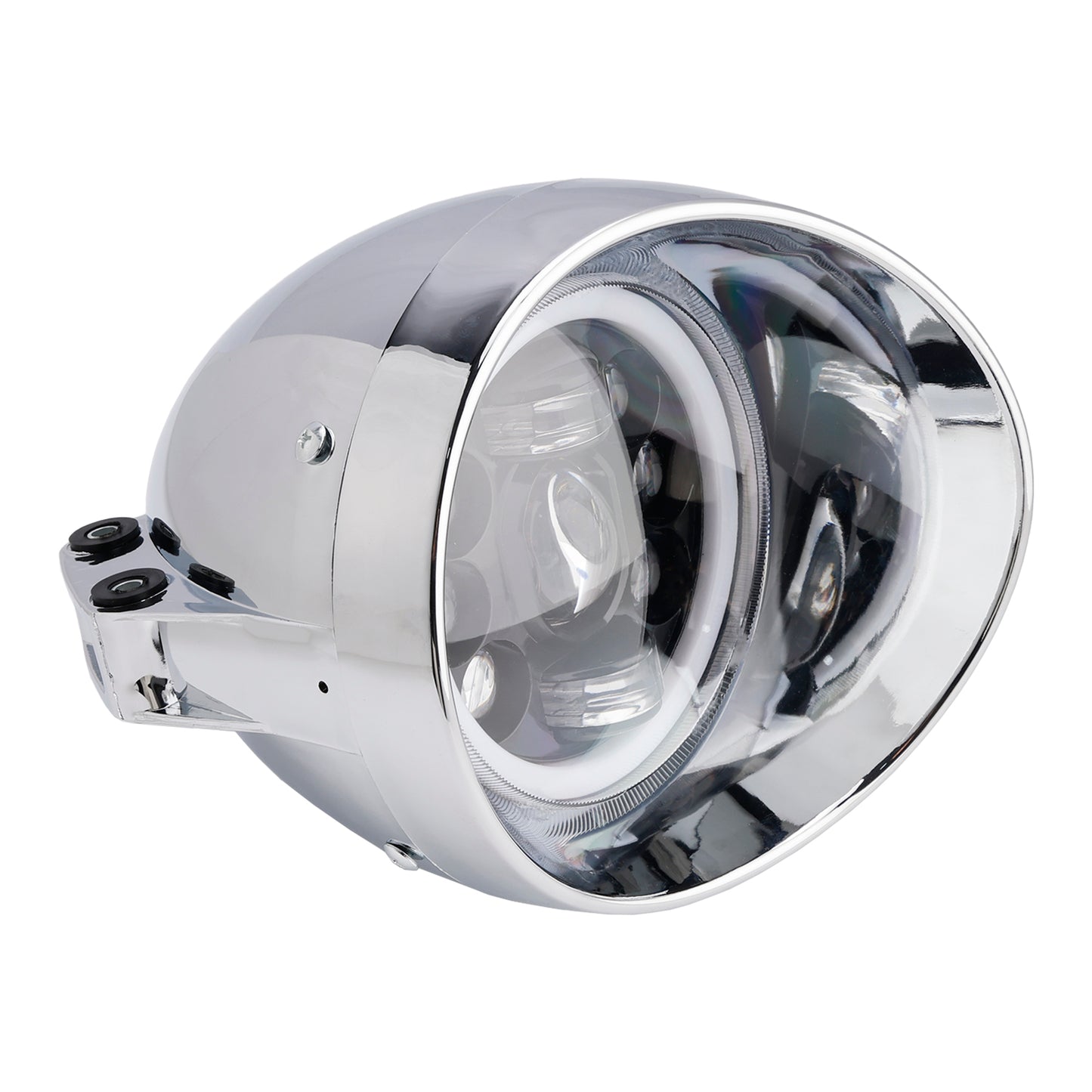 Motorcycle Beam Headlight Fog Lamp Custom Fits Chrome For Racer Bobber Chopper