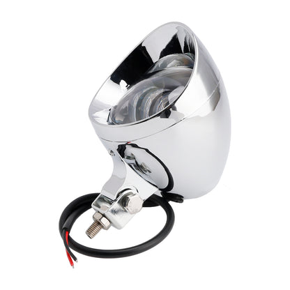 Racer Bobber Chopper Motorcycle Beam Headlight Fog Lamp Custom Chrome