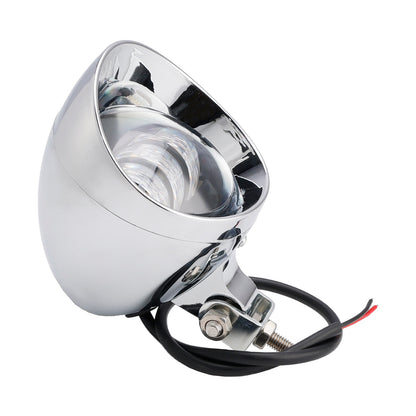 Racer Bobber Chopper Motorcycle Beam Headlight Fog Lamp Custom Chrome