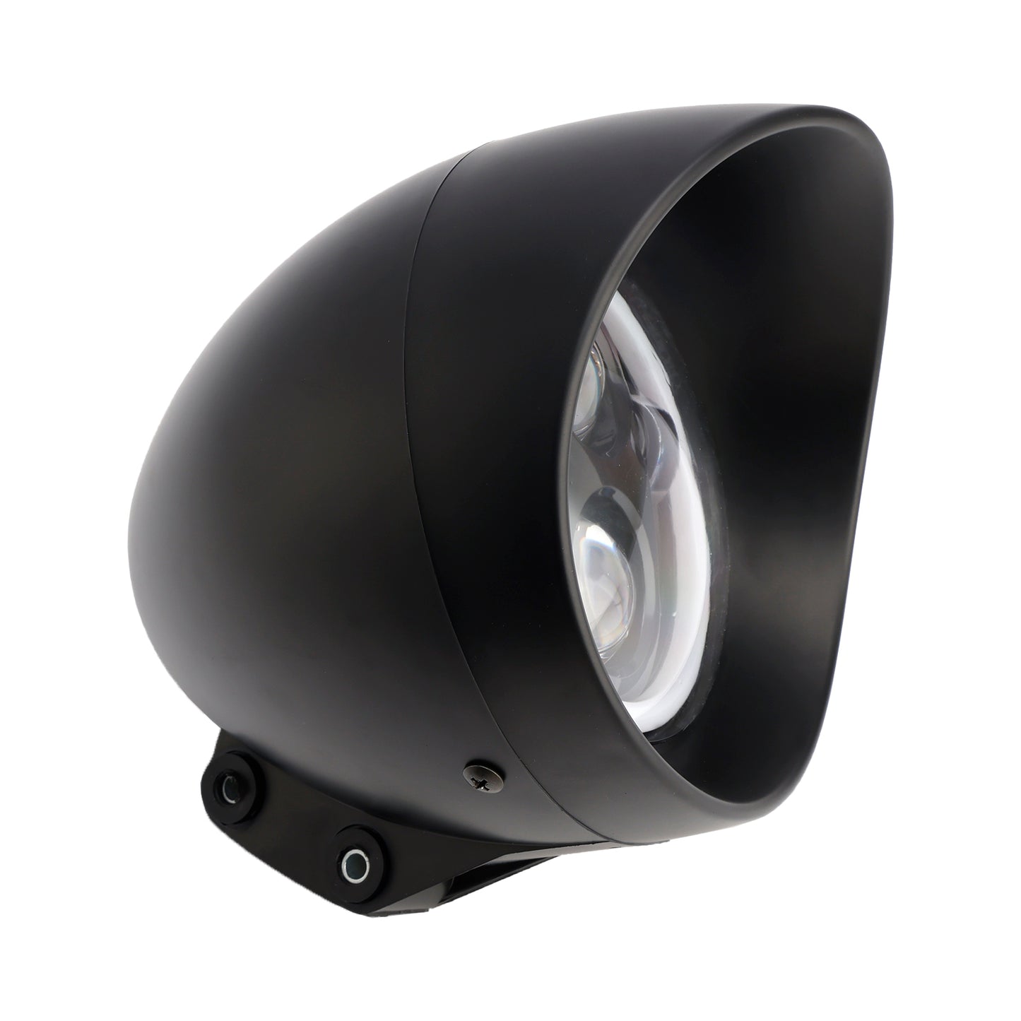 Black Motorcycle Beam Headlight Fog Lamp Custom Fits For Racer Bobber Chopper