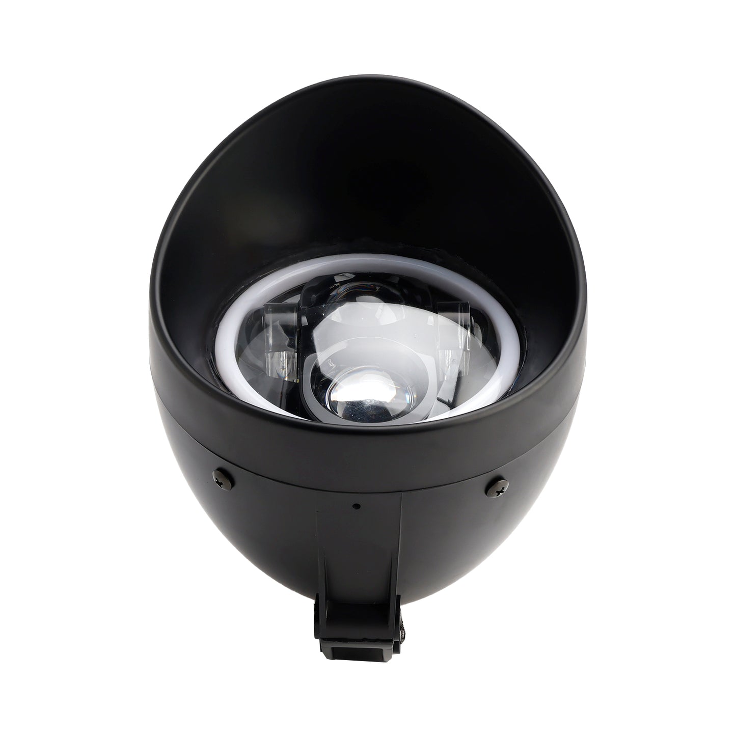 Black Motorcycle Beam Headlight Fog Lamp Custom Fits For Racer Bobber Chopper