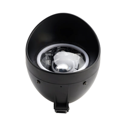 Black Motorcycle Beam Headlight Fog Lamp Custom Fits For Racer Bobber Chopper