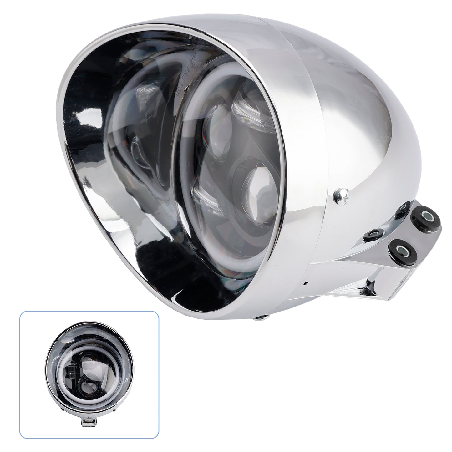 Chrome Motorcycle Beam Headlight Fog Lamp Custom Fits For Racer Bobber Chopper