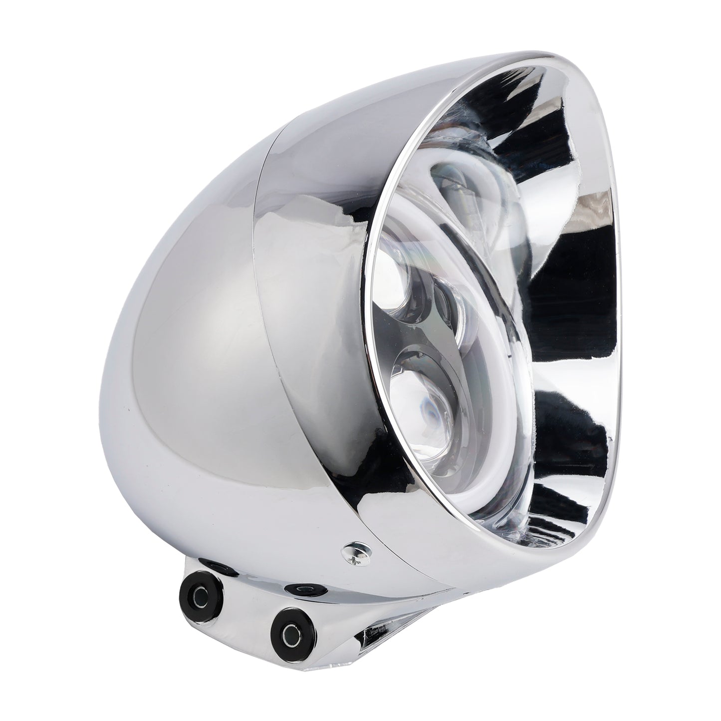 Chrome Motorcycle Beam Headlight Fog Lamp Custom Fits For Racer Bobber Chopper