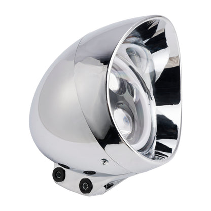 Chrome Motorcycle Beam Headlight Fog Lamp Custom Fits For Racer Bobber Chopper
