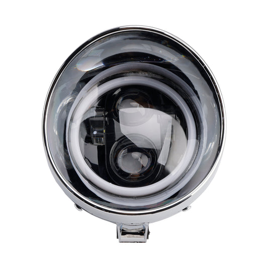 Chrome Motorcycle Beam Headlight Fog Lamp Custom Fits For Racer Bobber Chopper