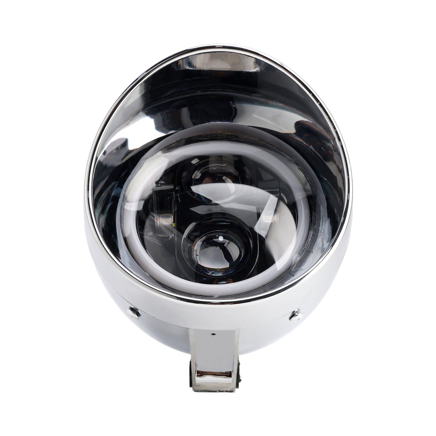 Chrome Motorcycle Beam Headlight Fog Lamp Custom Fits For Racer Bobber Chopper