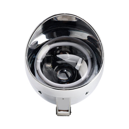 Chrome Motorcycle Beam Headlight Fog Lamp Custom Fits For Racer Bobber Chopper