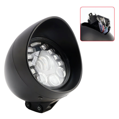 Racer Bobber Chopper Black Multifunctional Beam Headlight Fog Lamp Custom