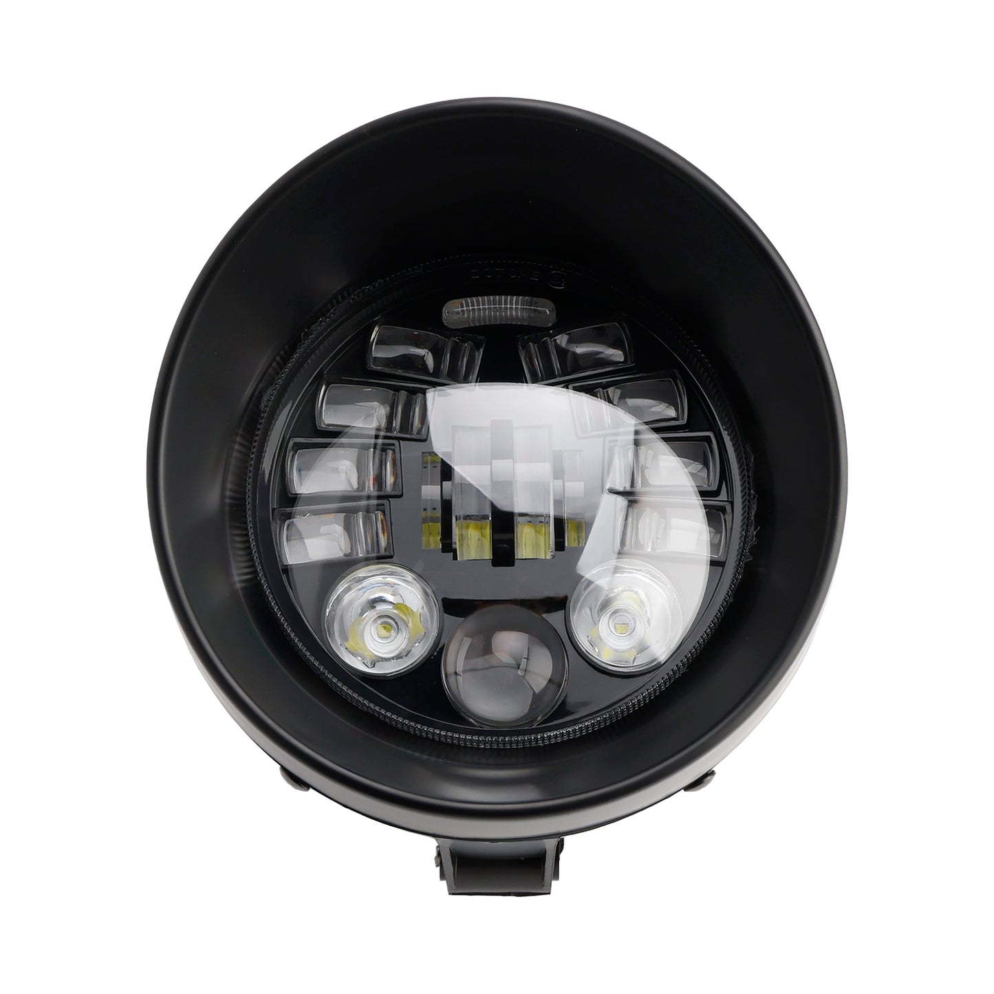 Racer Bobber Chopper Black Multifunctional Beam Headlight Fog Lamp Custom