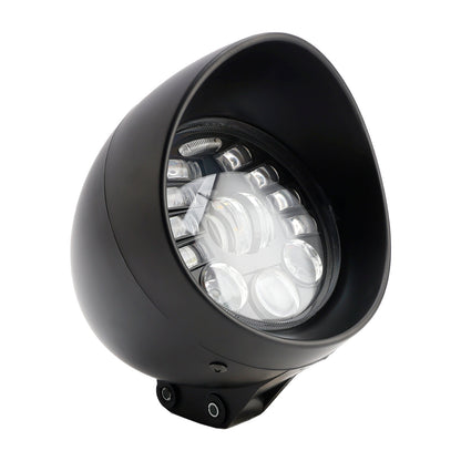 Racer Bobber Chopper Black Multifunctional Beam Headlight Fog Lamp Custom