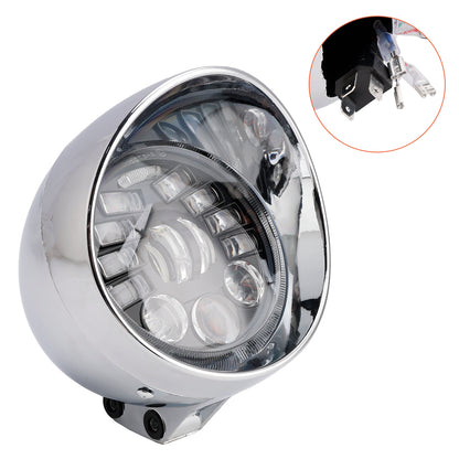 Racer Bobber Chrome Black Multifunctional Beam Headlight Fog Lamp Custom