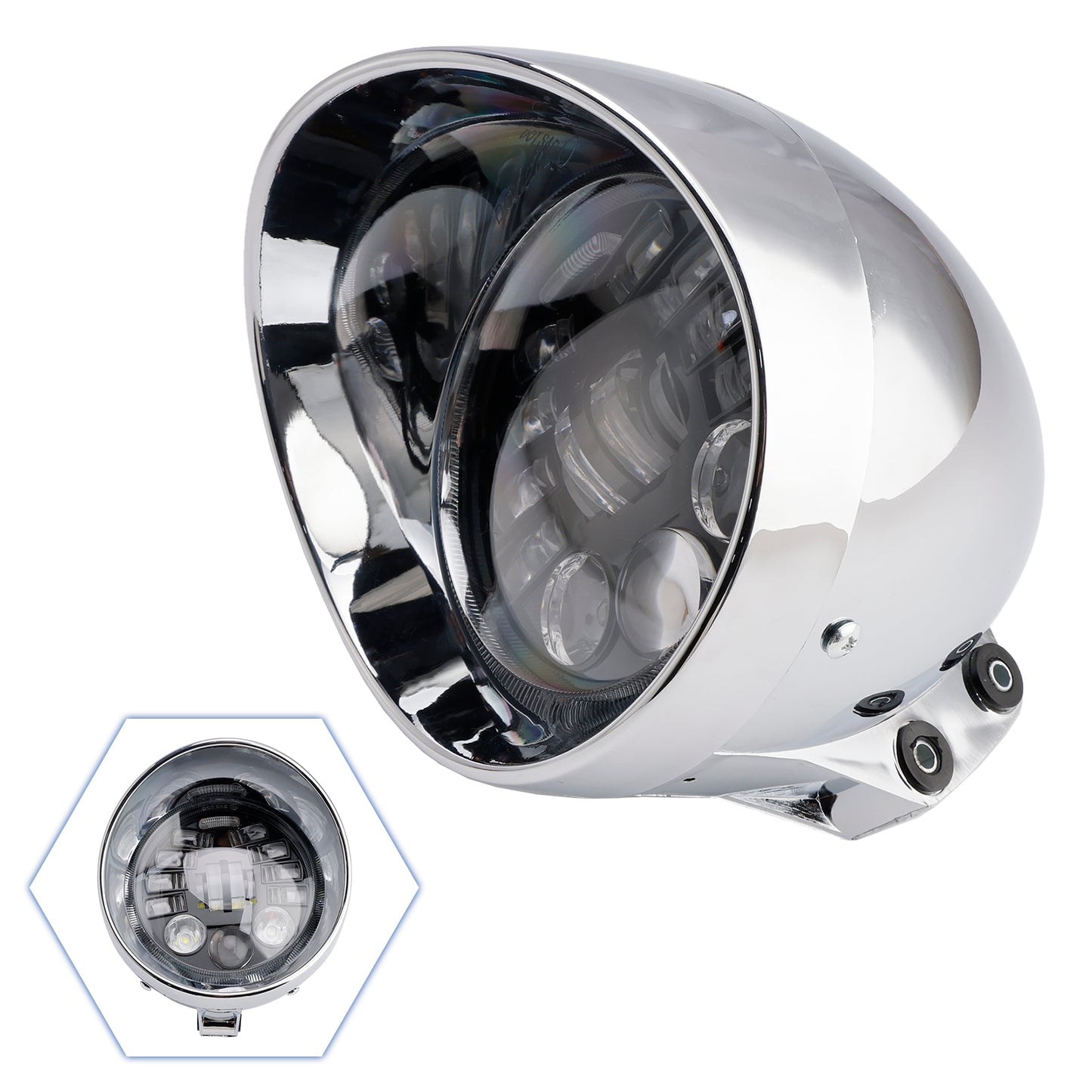 Racer Bobber Chrome Black Multifunctional Beam Headlight Fog Lamp Custom