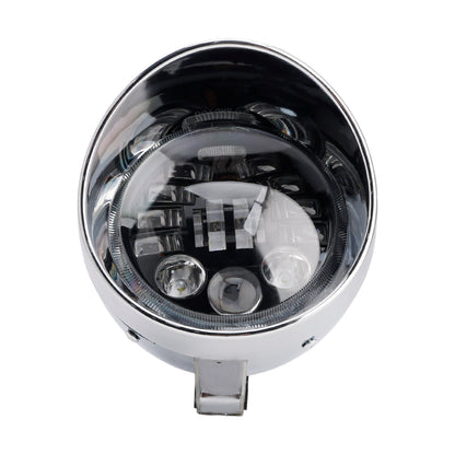 Racer Bobber Chrome Black Multifunctional Beam Headlight Fog Lamp Custom