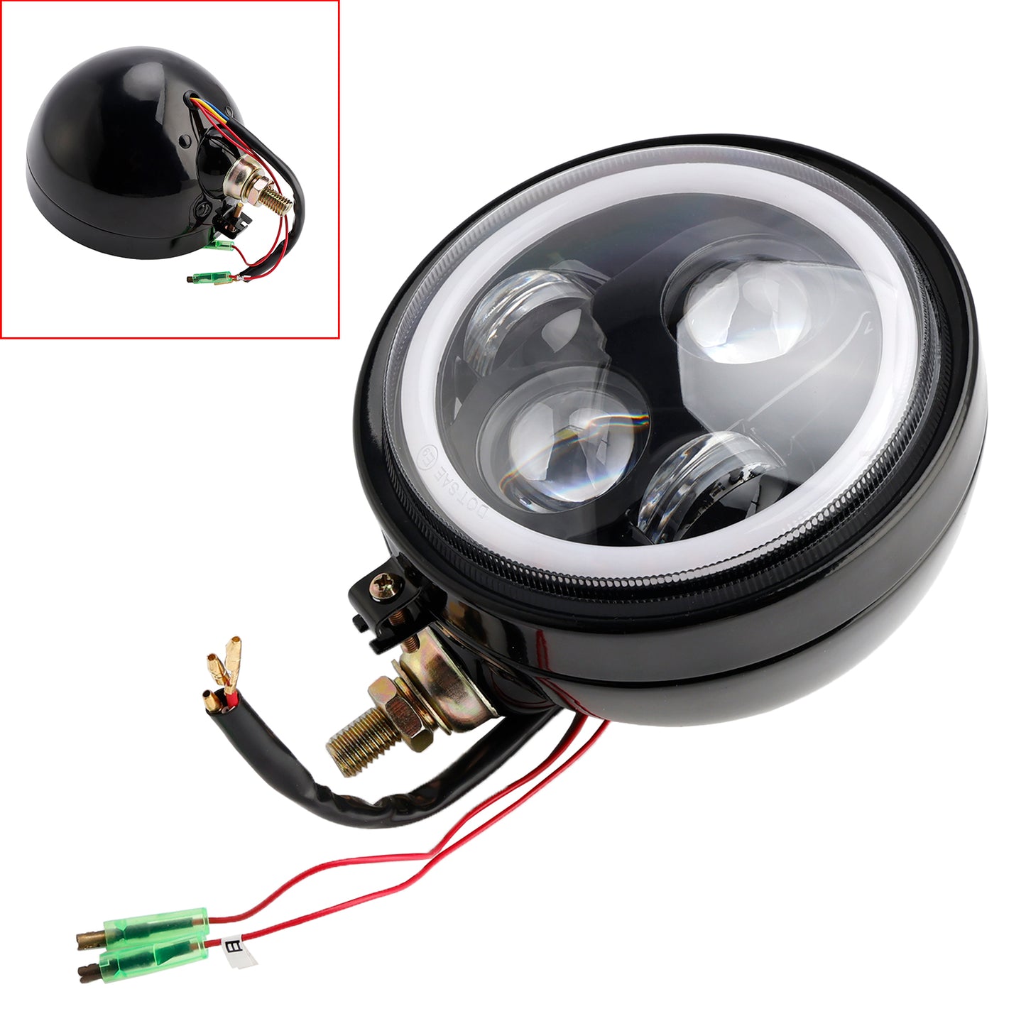 Racer Bobber Chopper DC 12V Motorcycle Beam Headlight Fog Lamp Custom
