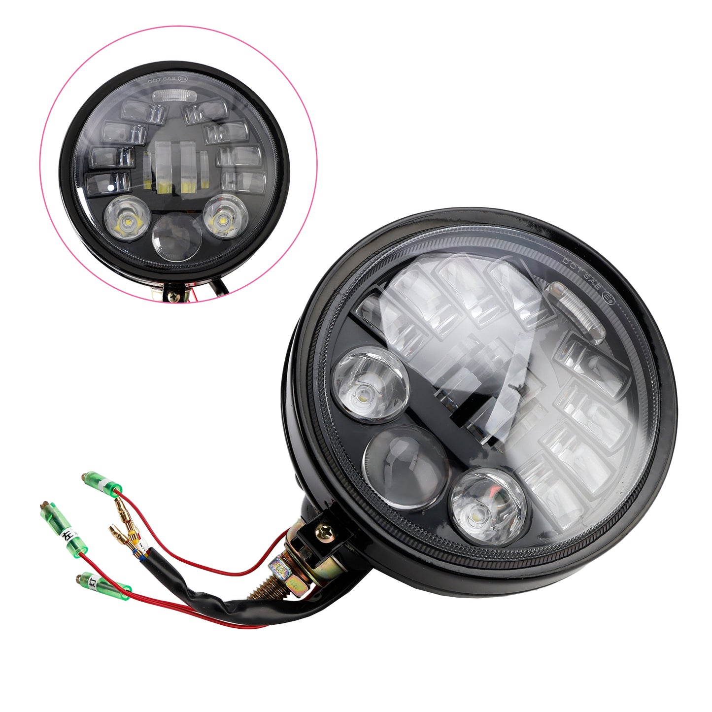Racer Bobber Chopper DC 12V Multifunctional Beam Headlight Fog Lamp Custom