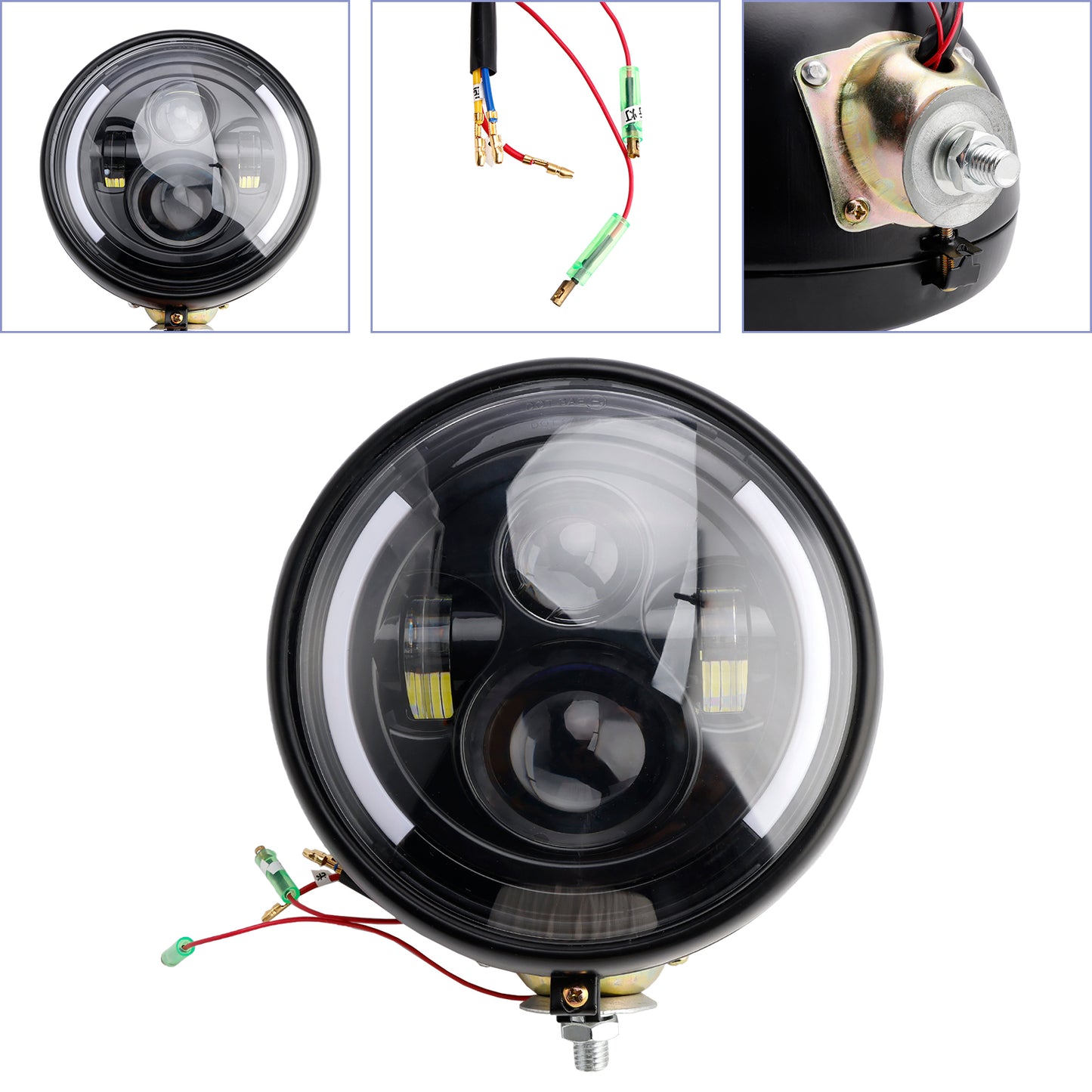 Racer Bobber Chopper DC 12V 7inch Multifunctional Beam Headlight Fog Lamp Custom