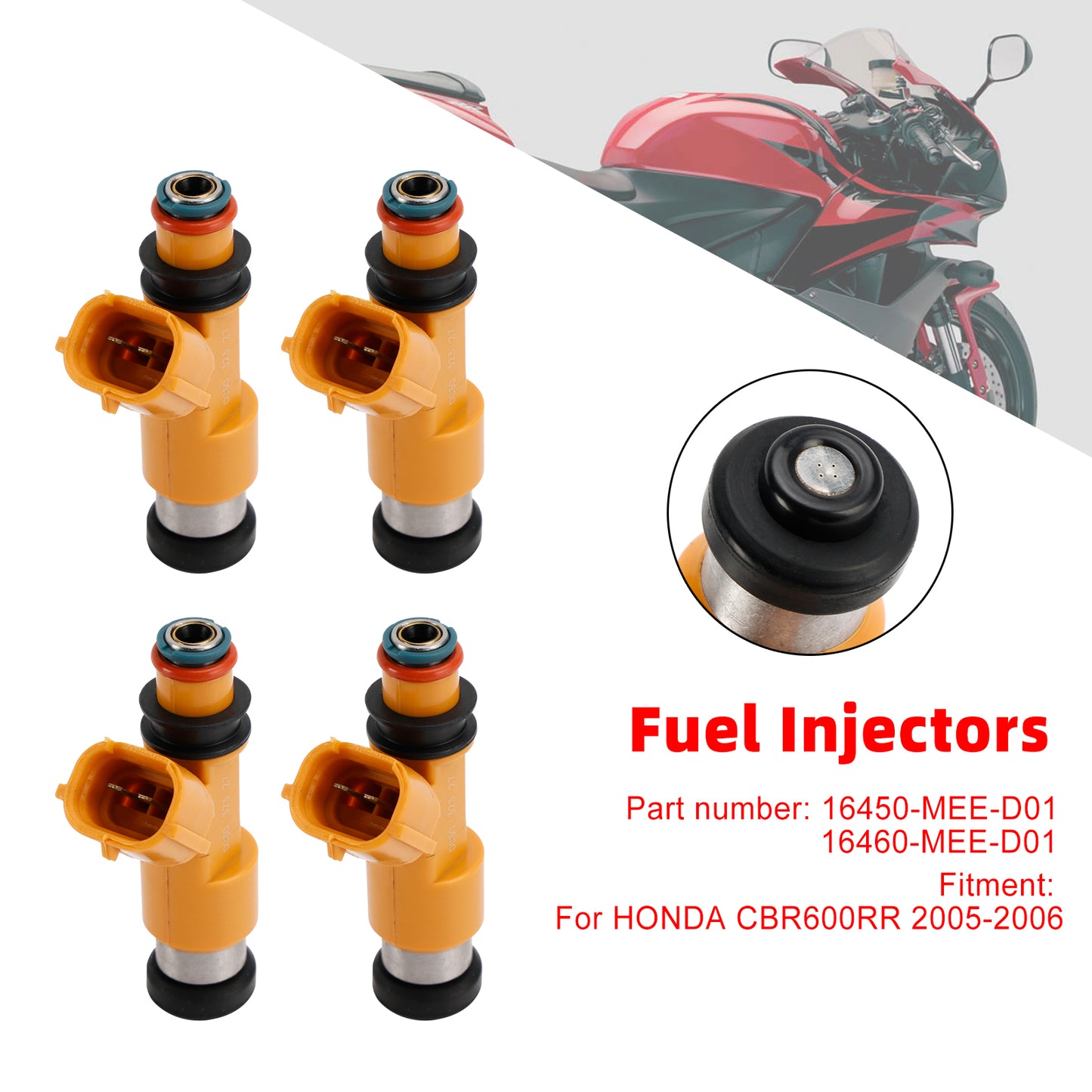 4PCS 16460-MEE-D01 Fuel Injectors 16450-MEE-D01 For Honda CBR600RR 2005-2006