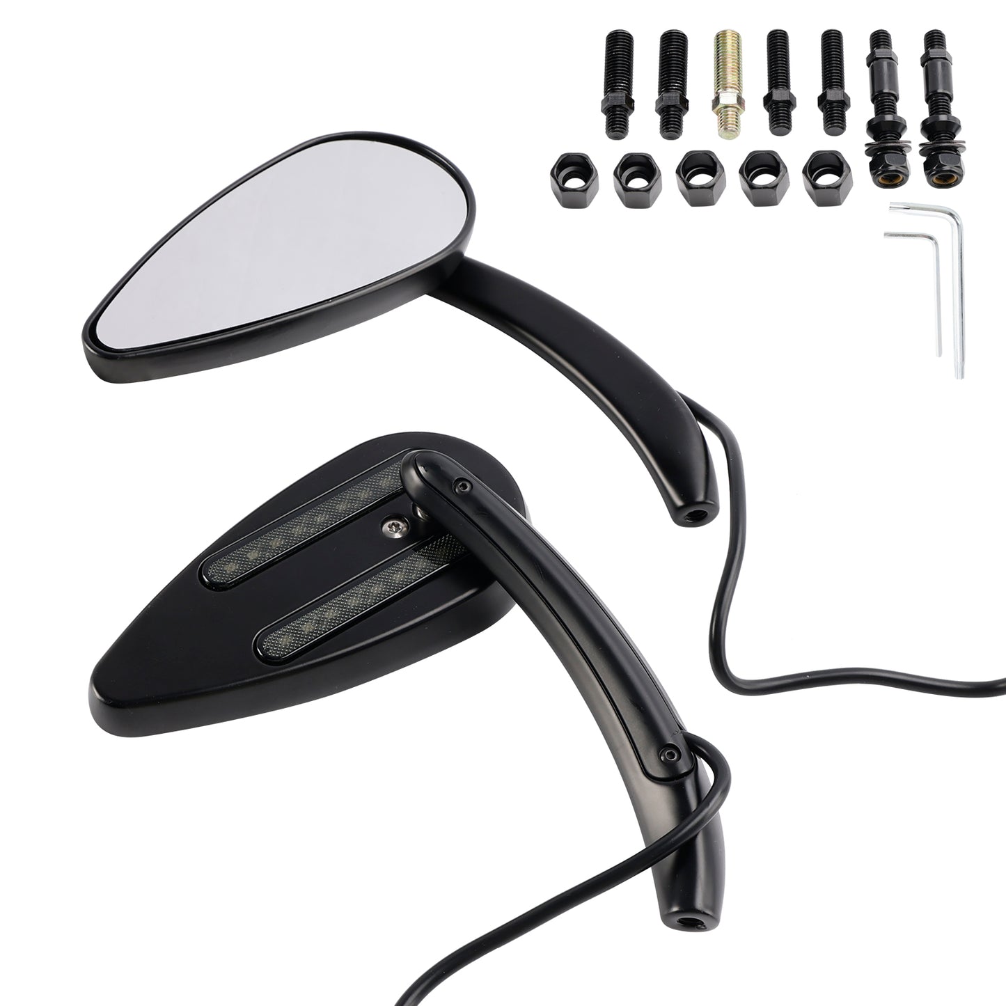 Black Custom Dynamics LED Turn Signal Mirrors For Sportster 883 1200 1990-2021