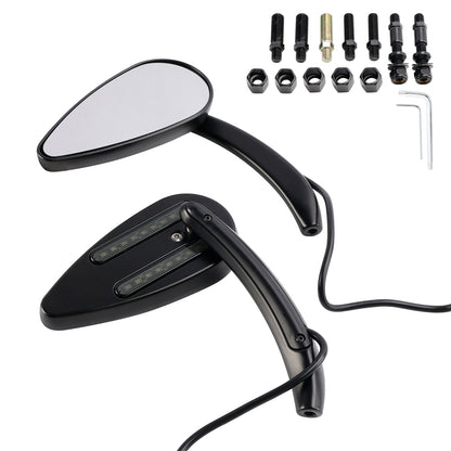 Black Custom Dynamics LED Turn Signal Mirrors For Sportster 883 1200 1990-2021
